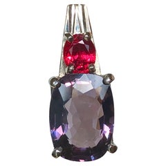 3.50 Carat Burma Purple and Red Spinel Pendant Necklace Platinum 18 Karat
