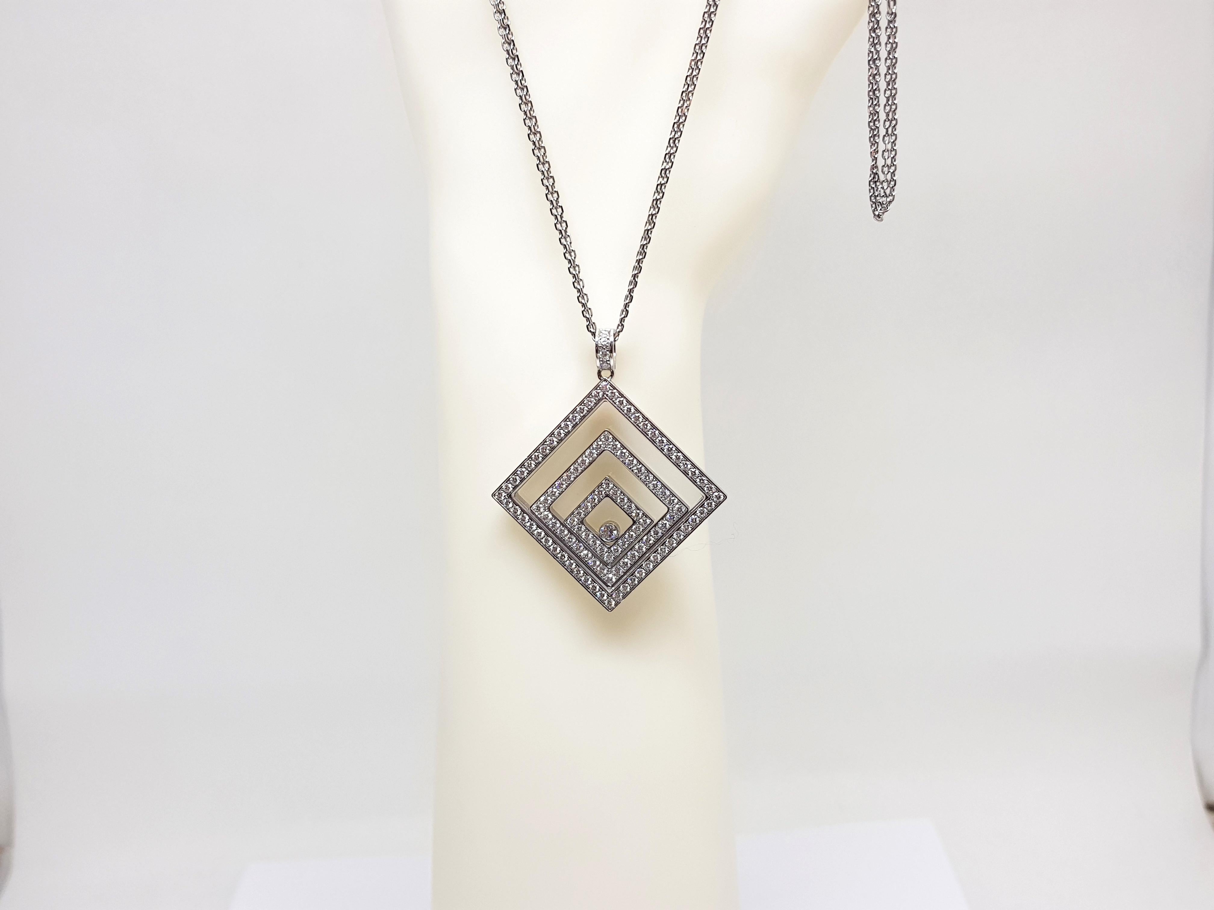 Chopard Happy Spirit 18 Karat White Gold Diamond Necklace Pendant 11