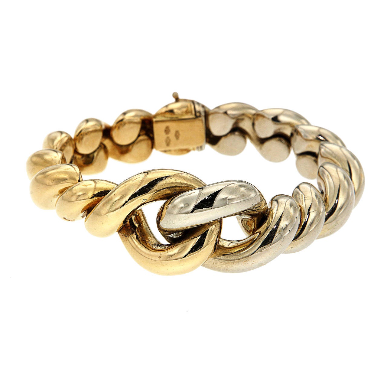 Excellent  Italian White and Yellow Gold 18k Bracelet