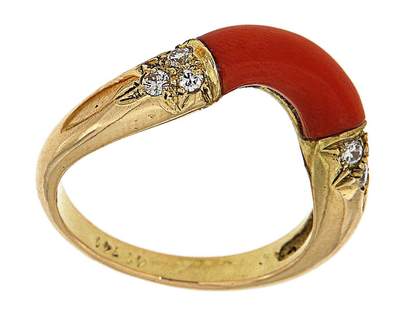 1960s Cartier Diamonds Coral Gold Rings In Excellent Condition In Milano, IT