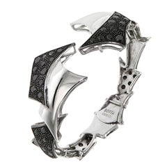 Diamantes Negros Pulsera De Oro Blanco Hecha A Mano En Italia Por Botta Gioielli