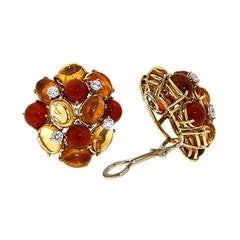 Citrine Diamond Gold Earrings