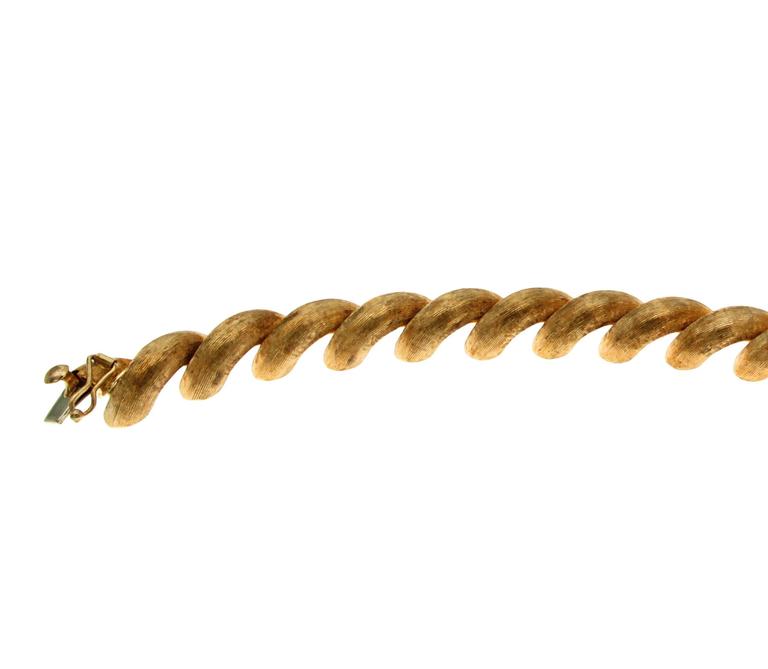 18 Karat Rose Gold Vintage Link Bracelet Torchon Made in Italy For Sale