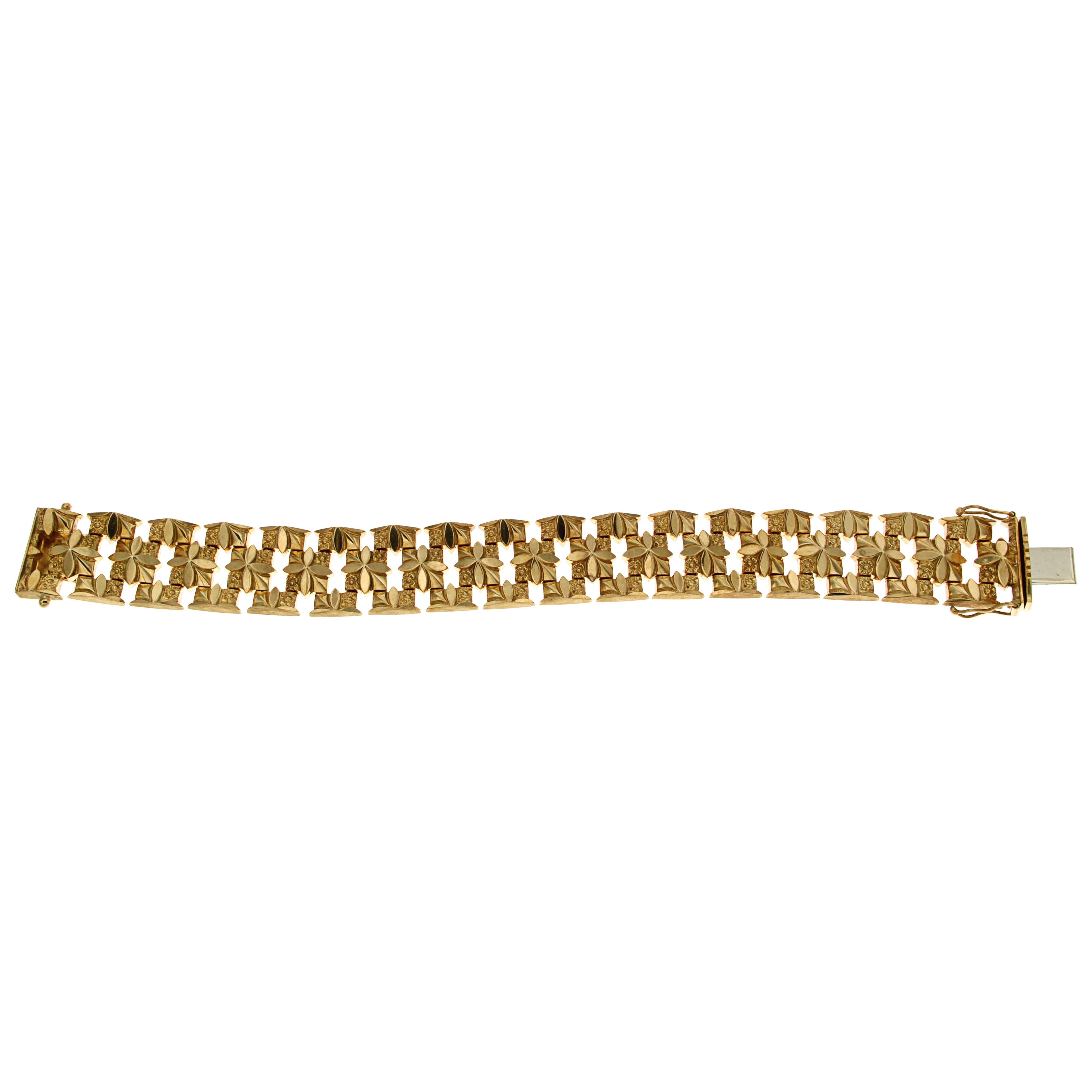 Antique 18 Karat Rose Gold Link Bracelet Made in Italy In Excellent Condition For Sale In Milano, IT