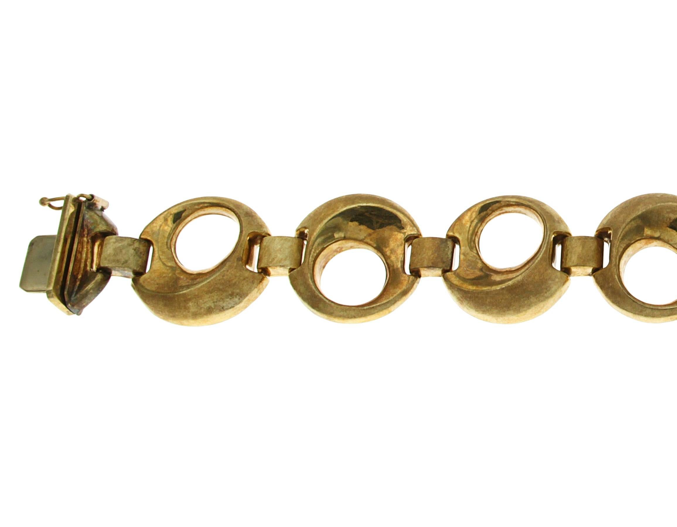 1960s Brushed Yellow Gold Link Bracelet In Excellent Condition In Milano, IT