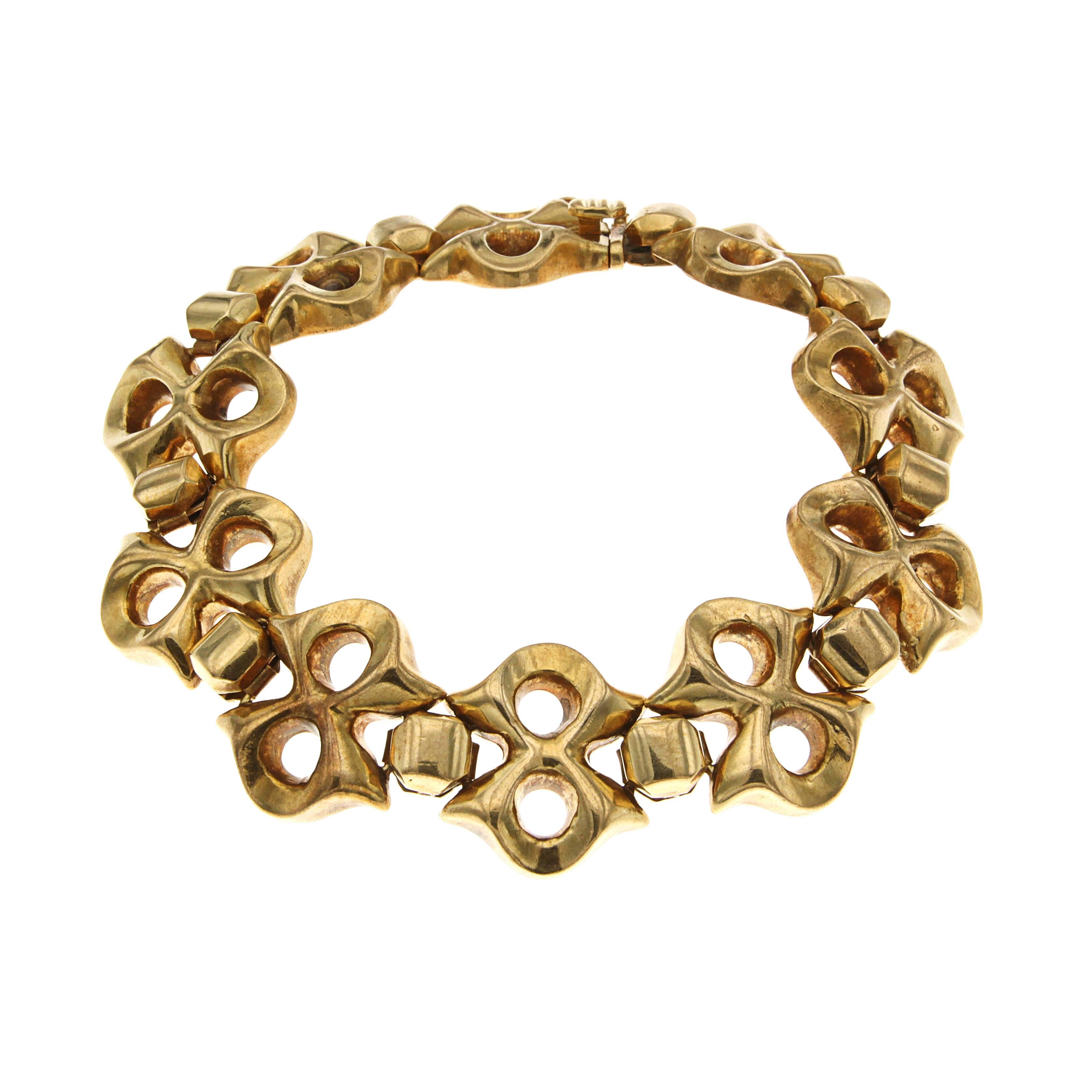 Rose Gold Necklace 1950s Two Bracelets  In New Condition In Milano, IT