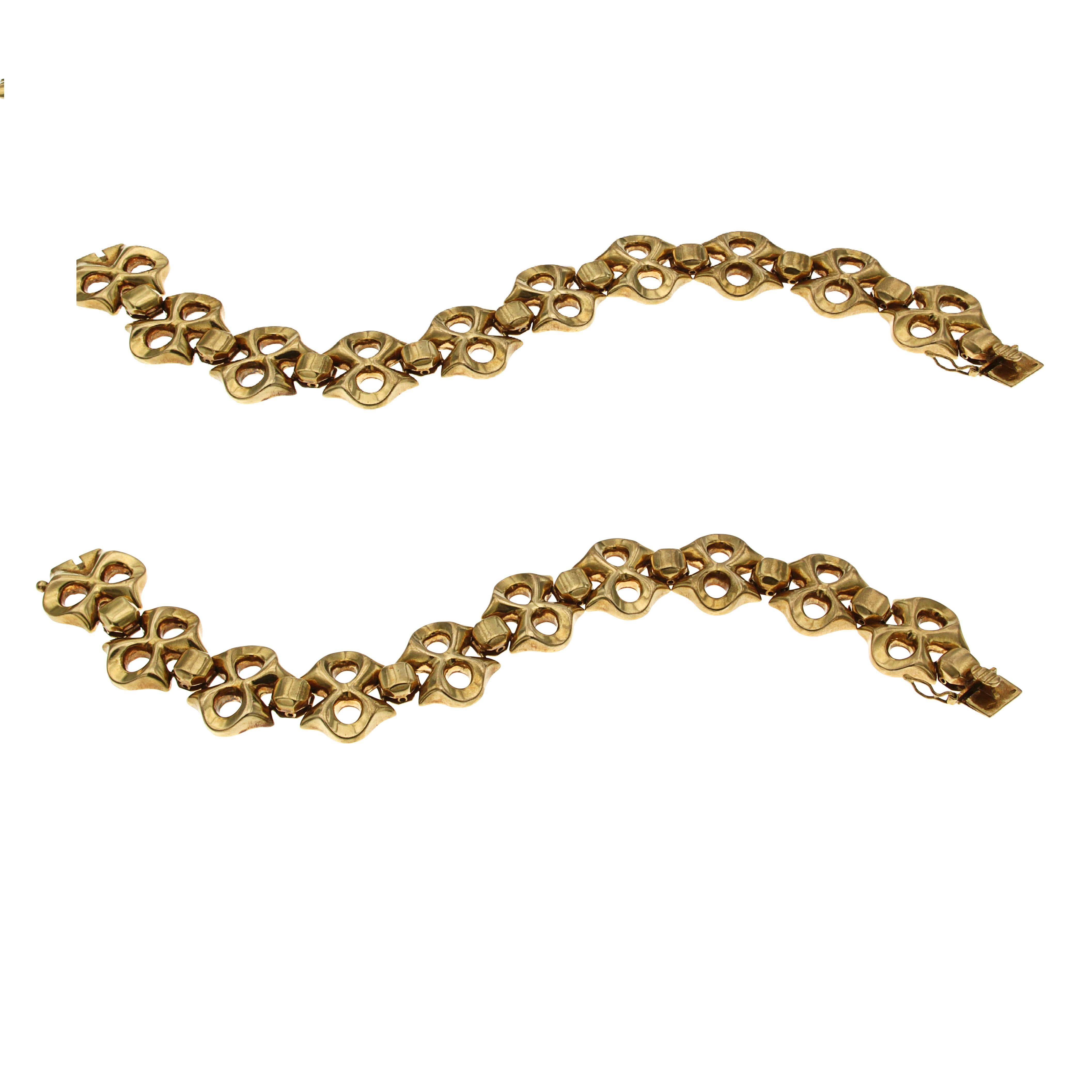 1950s Italian 18 Carat Rose Gold Necklace Convertible into Two Bracelets