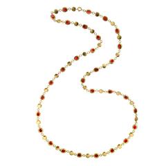 Red Enamel Yellow Gold Chain Necklace 1970s 12