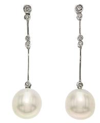 Australische Perle Diamant Weißgold Ohrringe modern baumelnd