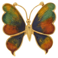 Enamel Yellow Gold Butterfly Vintage Brooch Handcrafted in Italy