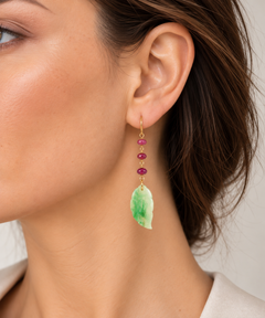 Imperial Jade 9K Rose Gold Drop Earrings – Handcrafted in Italy
