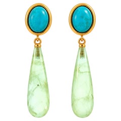 Amazonite and Prehnite 9K Rose Gold Drop Earrings – Handcrafted in Italy