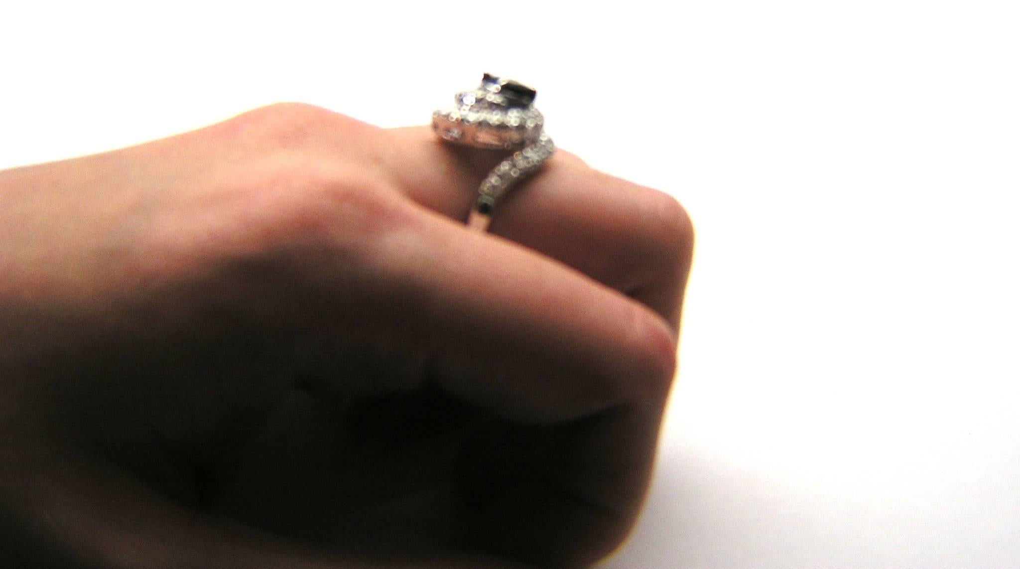 Women's Sapphire Diamond Gold Twist Ring, 1950s