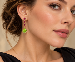 Peridot 9K Rose Gold Drop Earrings – Handcrafted in Italy