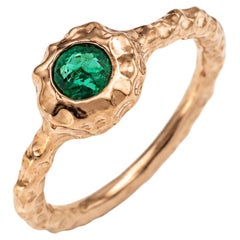 Emerald 9K Rose Gold Scalloped Ring – Handcrafted in Italy