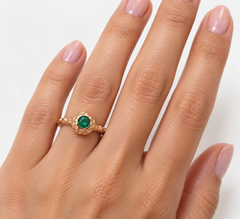 Emerald 9K Rose Gold Scalloped Ring – Handcrafted in Italy