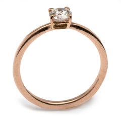 Anillo de compromiso diamante blanco talla brillante oro rosa Botta Joyería