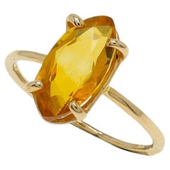 Bague « Navette » en citrine et or rose 9 carats – Fabriquée à la main en Italie