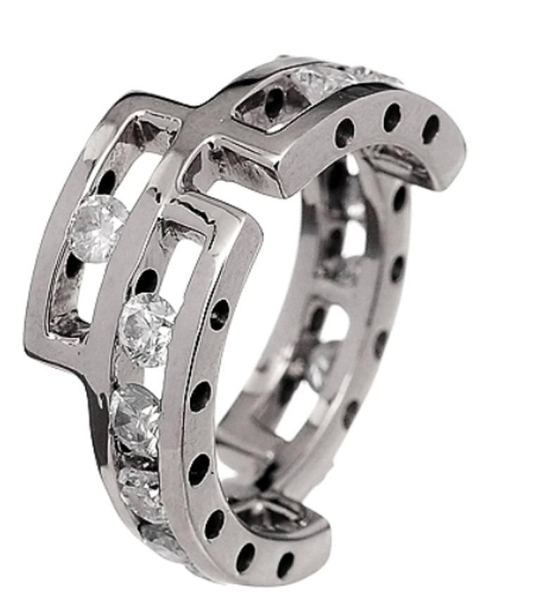 Women's Ice Diamonds White Gold Ring Modern Design