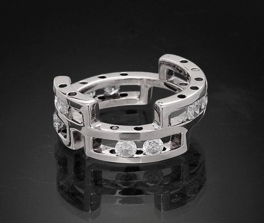 Round Cut Ice Diamonds White Gold Ring Modern Design