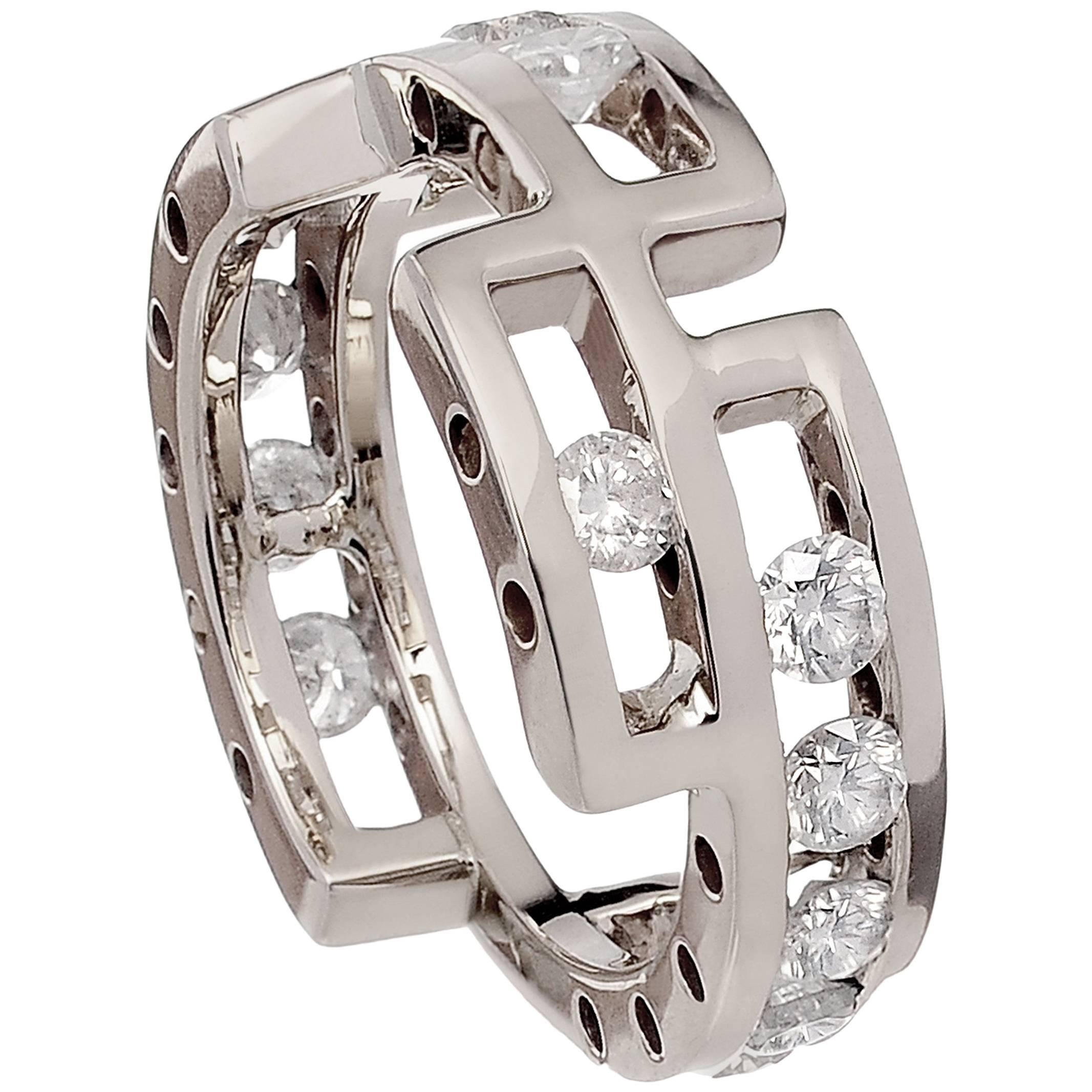 Diamonds White 9 Karat Gold Ring Handcrafted