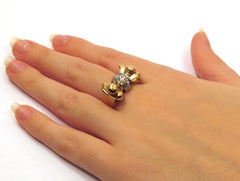 Antique Diamonds Gold Bow Ring Made in Italy