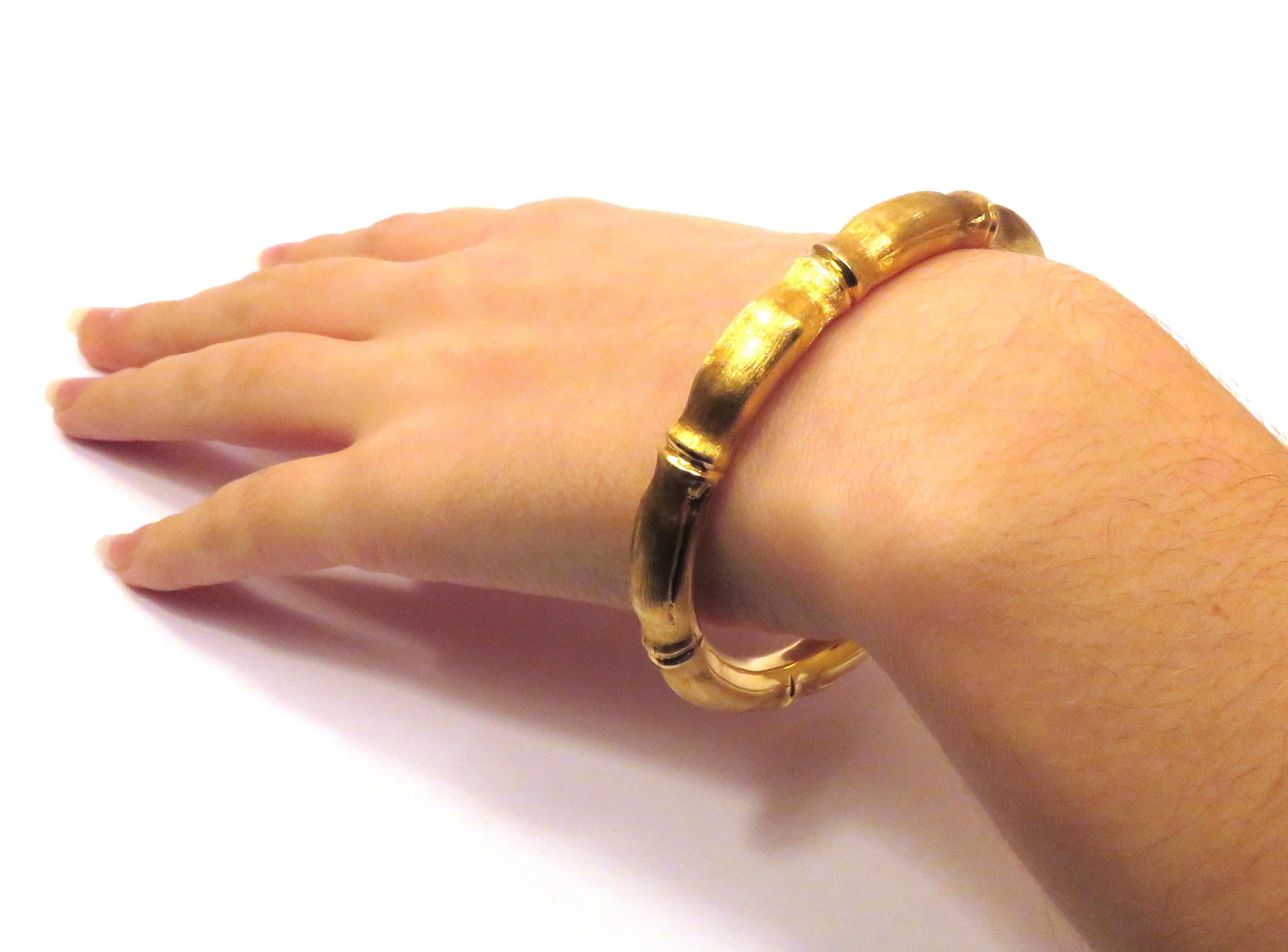 Antique 18 Kt Rose Gold Set Bamboo Bracelet Earrings Made in Italy In Excellent Condition For Sale In Milano, IT