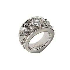 GIA Certified 1.36 Carat Diamonds 18K White Gold Cocktail Ring Made in Italy