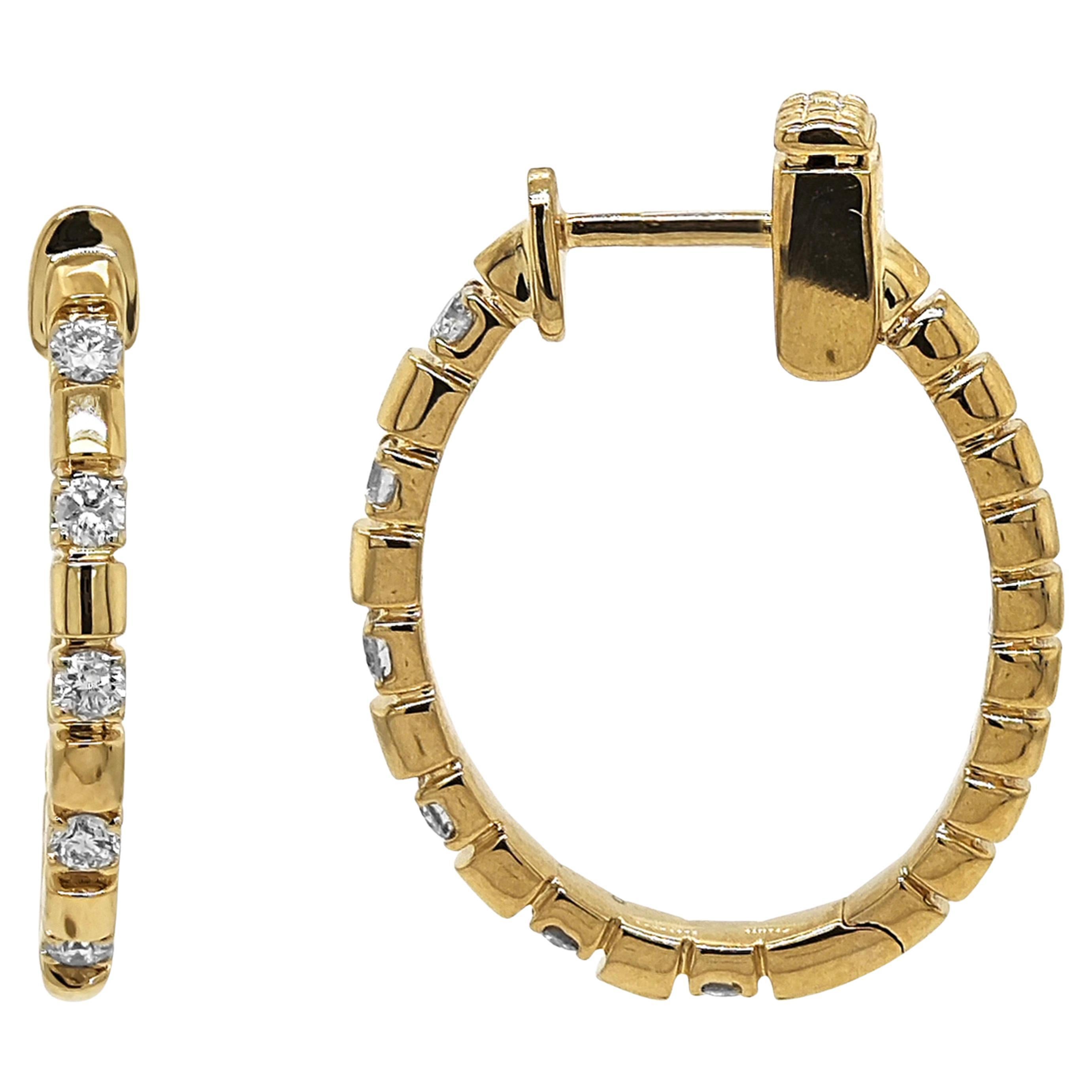 0.37 Carat White Diamond Yellow Gold Earrings