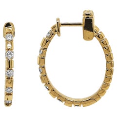 0.37 Carat White Diamond Yellow Gold Earrings