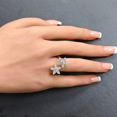 1.84 Carat Pear and Round Diamond Yellow Gold Ring