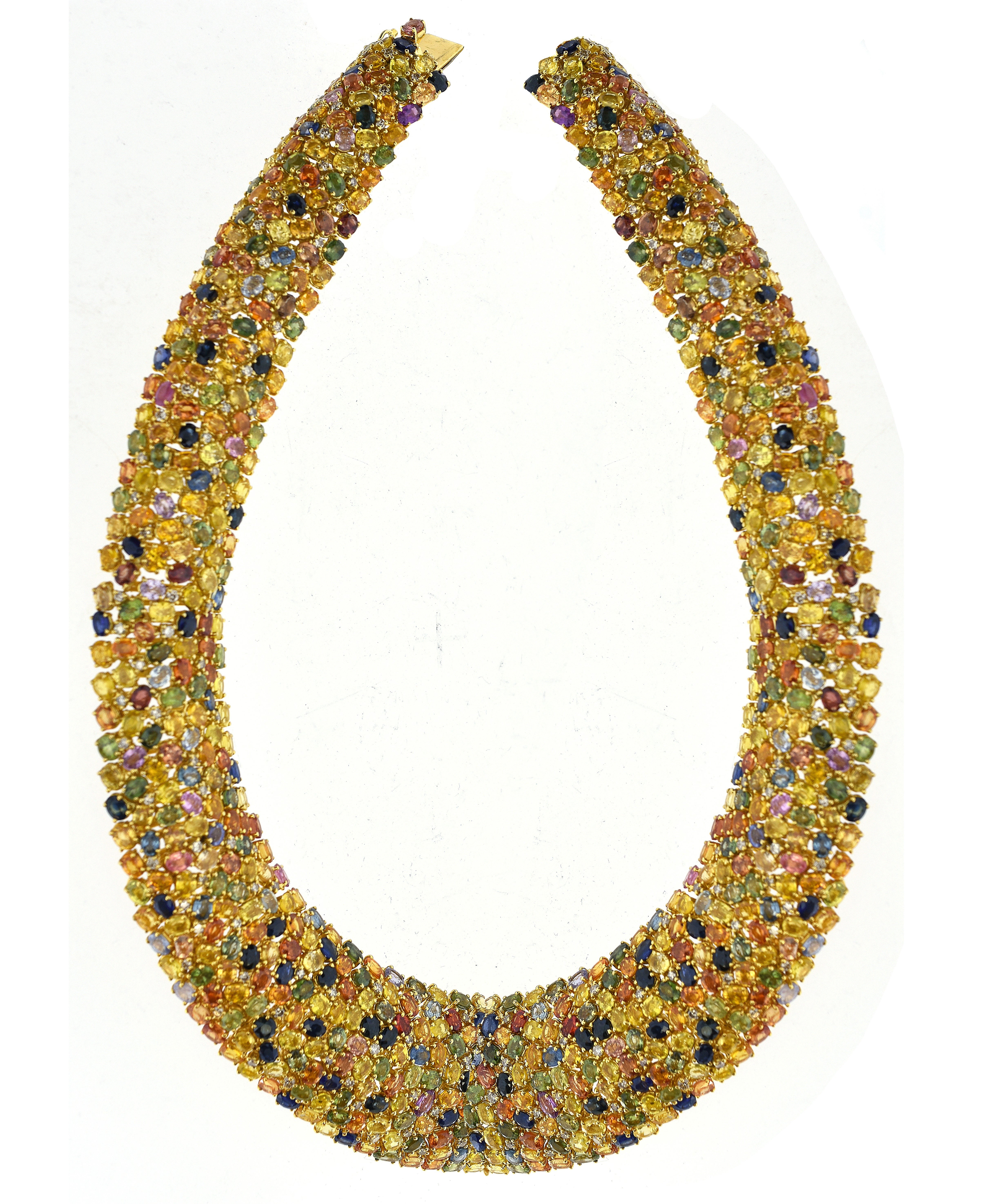 197,73 Karat Multi Color Diamant & Saphir "Sweetie" Halskette im Angebot