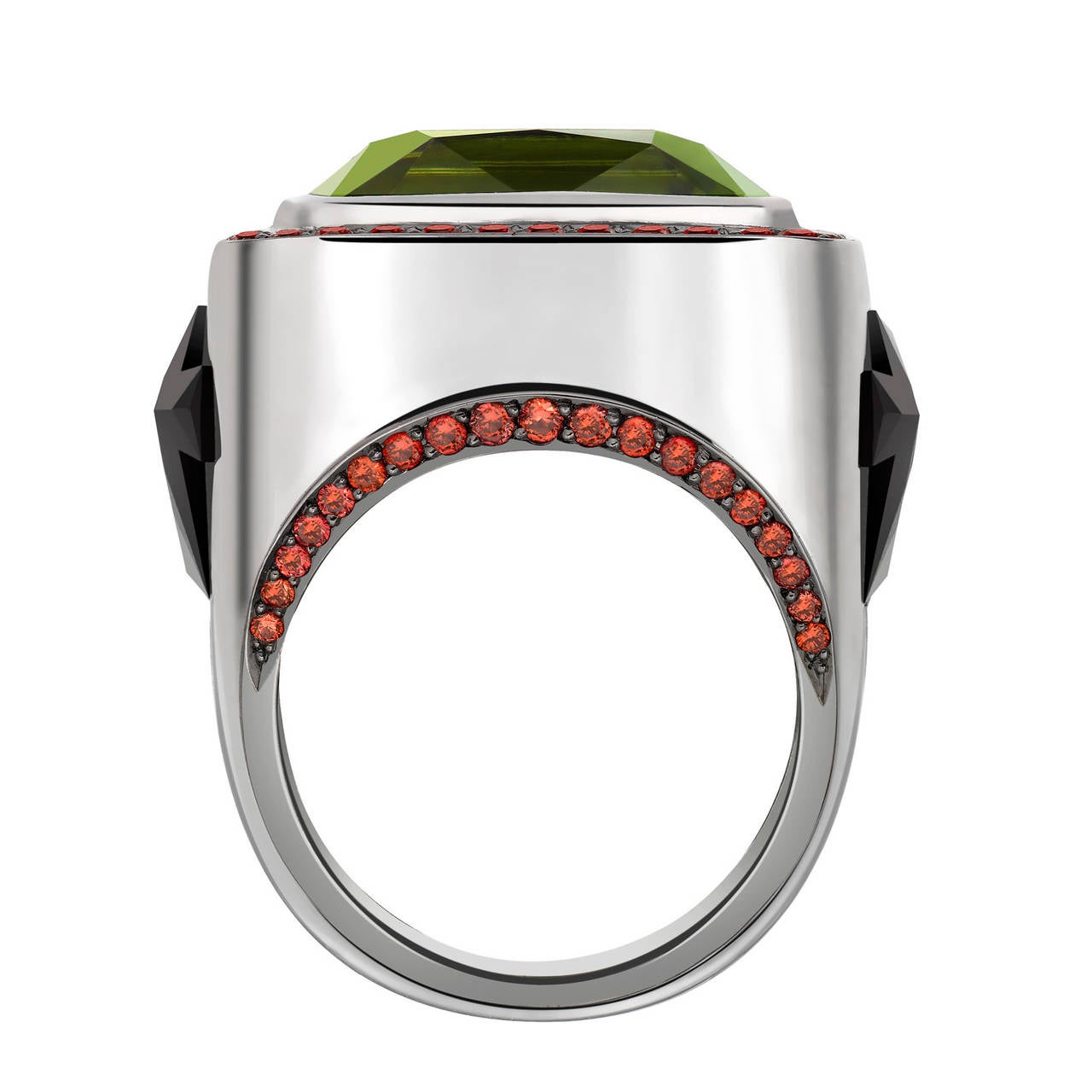 Theo Fennell Peridot Orange Sapphire Black Diamond gold Cocktail Ring