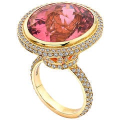 Theo Fennell Pink Tourmaline Diamond Gold Cocktail Ring