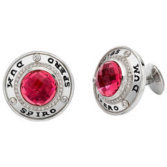 Theo Fennell Rubellite Diamond Gold Carpe Diem Cufflinks