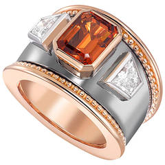 Theo Fennell Mandarin Garnet Diamond Rhodium Gold Bombe Ring