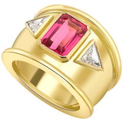 Theo Fennell Pink Spinel Diamond Gold Bombe Ring