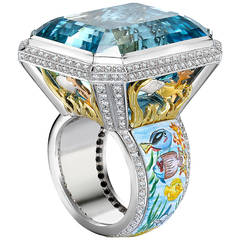 Theo Fennell Aquamarine Diamond Gold Cocktail Ring