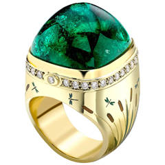Theo Fennell Emerald Diamond Opening Kissing Frog Cocktail Ring