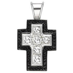 Theo Fennell Diamond Black Diamond Pave Gold Cross Pendant