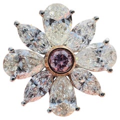 GIA Certified Intense Pink Diamond Cluster Ohrringe Hand Made Platin 4,20 Ct.