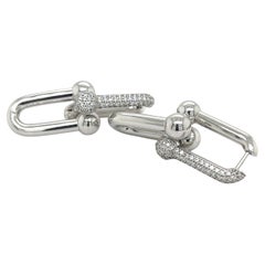 Tiffany HardWear Große A Link-Ohrringe aus 18k Weißgold mit Pavé-Diamanten