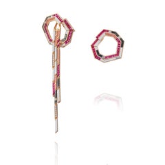 Stellar Ruby and Diamond Dune Drop Earrings
