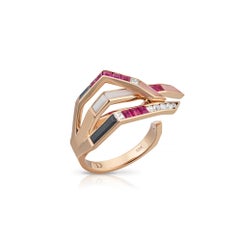 Stellar Ruby and Diamond Wing Ring