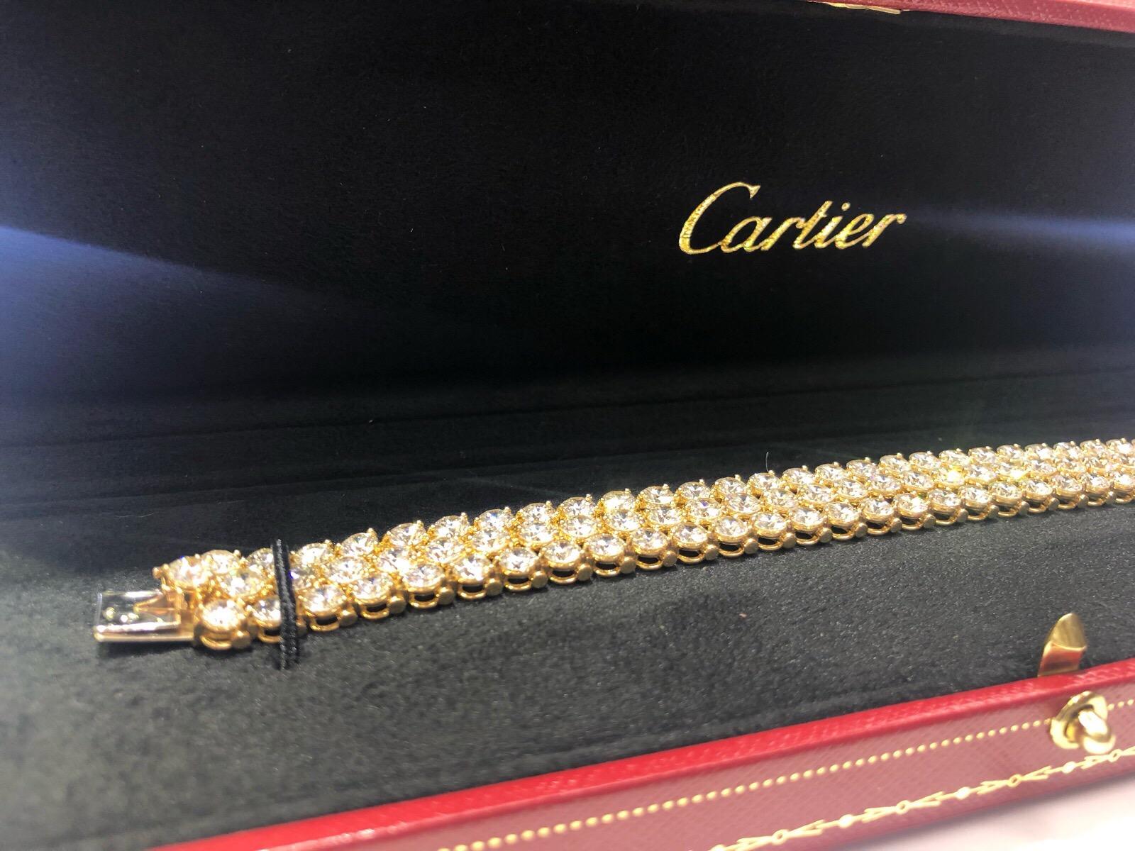 Cartier 18K Yellow Gold 3-Row Tennis Bracelet with approx 26.71 ctw Diamonds 3
