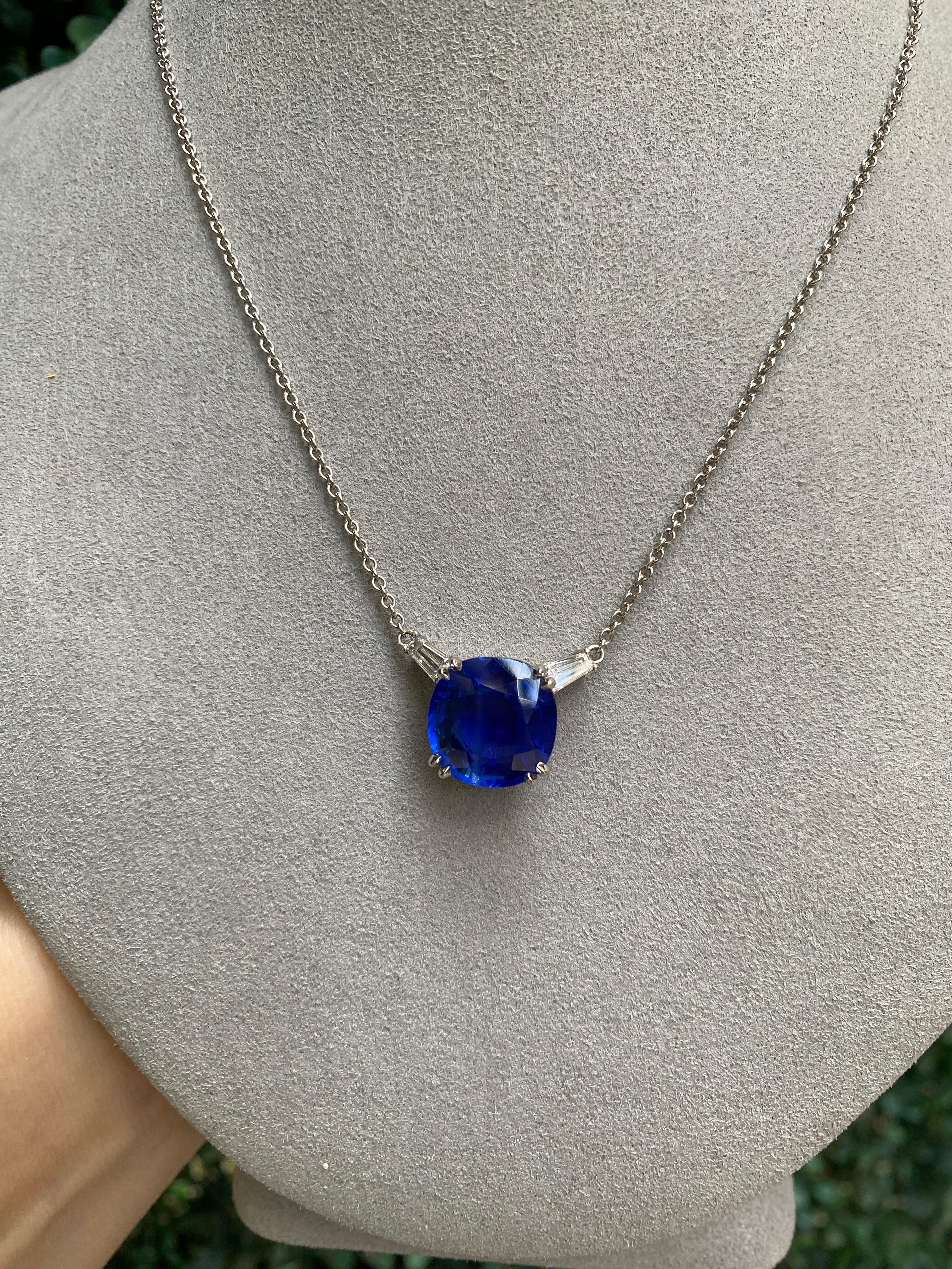 Pendentif en saphir du Sri Lanka taille coussin de 9,57 carats, sans chaleur, avec diamants de 0,50 carat en vente 7