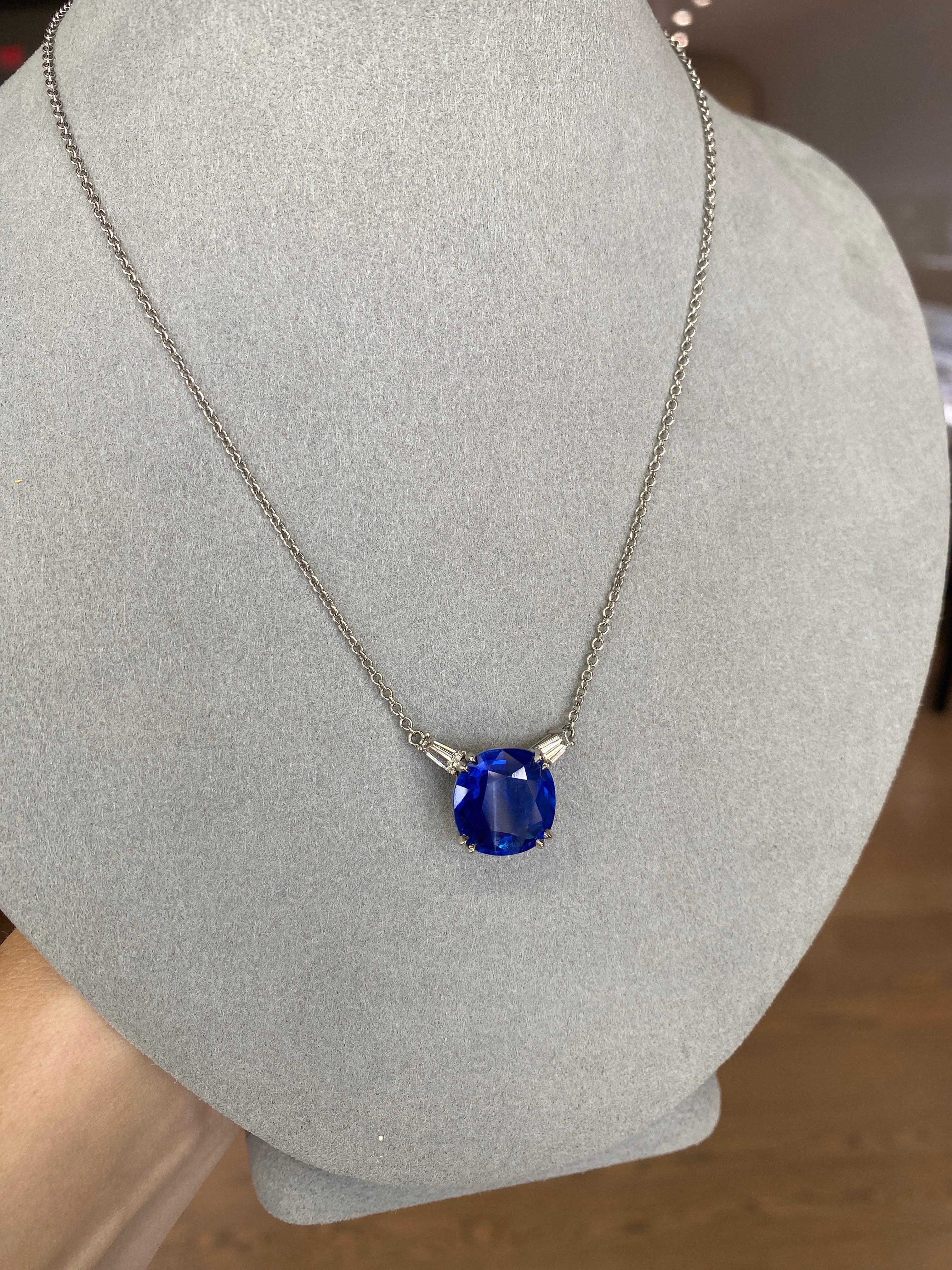 Pendentif en saphir du Sri Lanka taille coussin de 9,57 carats, sans chaleur, avec diamants de 0,50 carat en vente 13