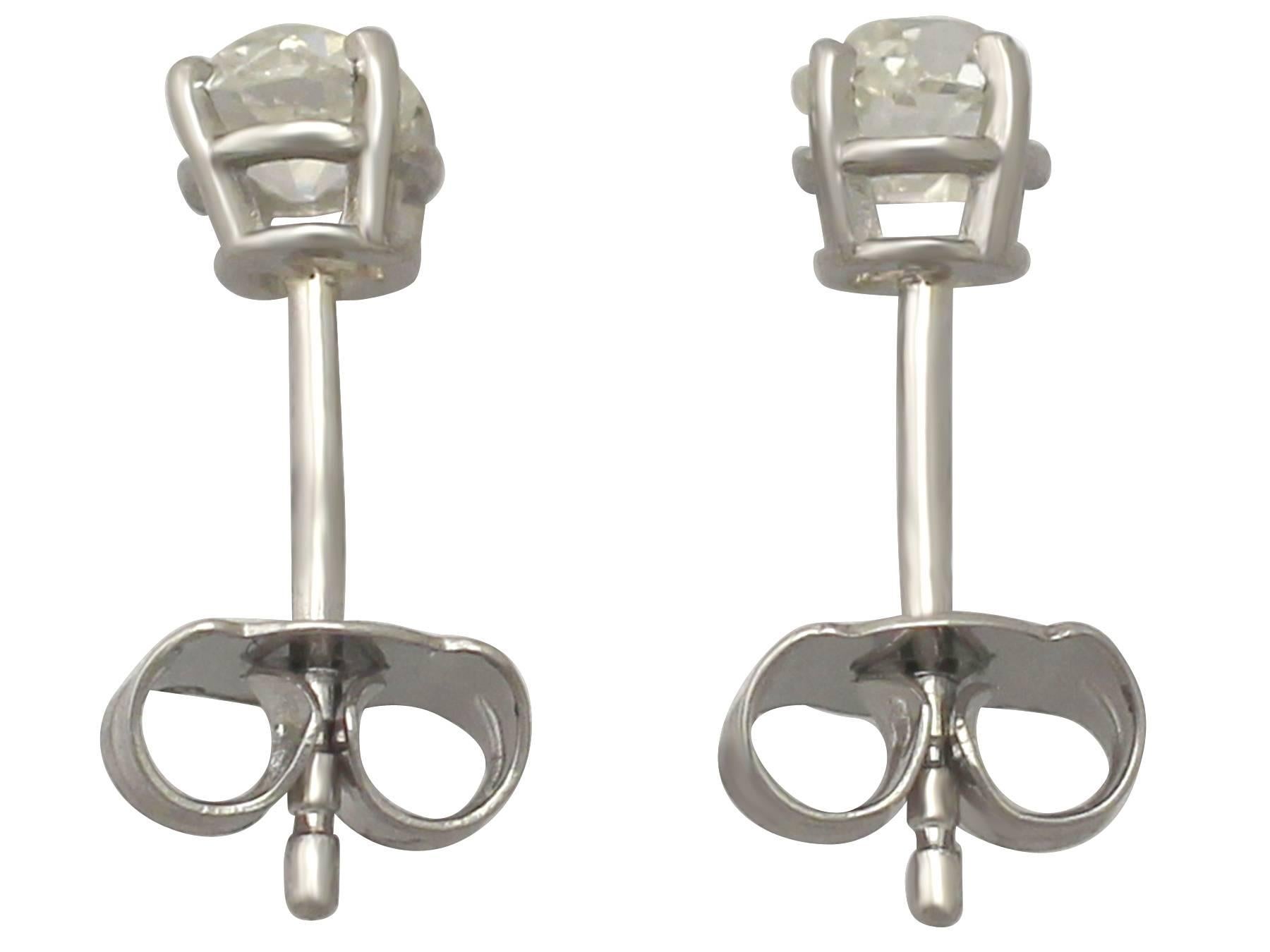 1890s and Contemporary 0.65 Carat Diamond and Platinum Stud Earrings In Excellent Condition In Jesmond, Newcastle Upon Tyne