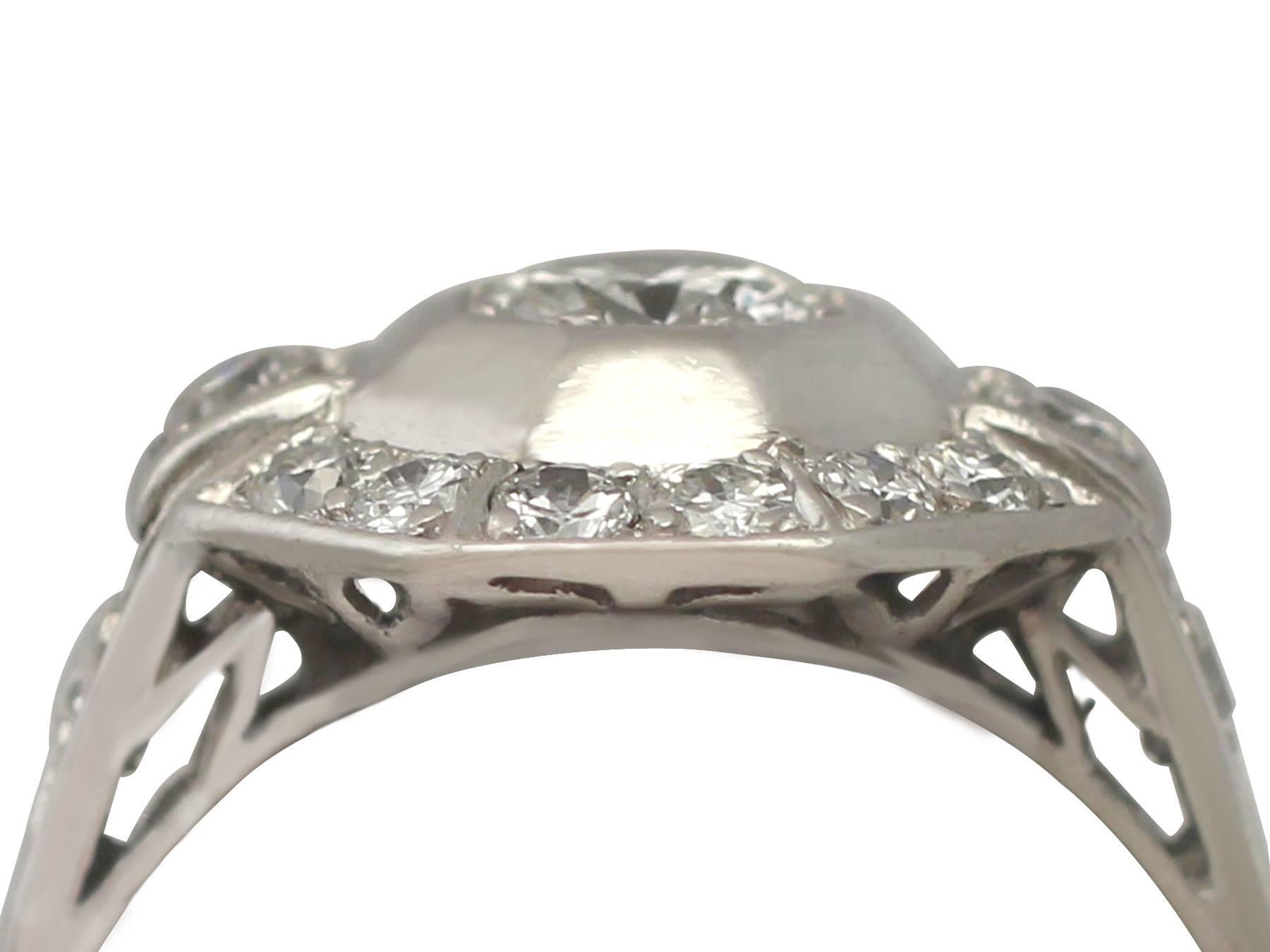 A fine and impressive vintage 0.94 carat diamond (total) and platinum dress ring in the Art Deco style; part of our diverse vintage jewellery and estate jewelry collections

This fine and impressive octagon shaped diamond ring has been crafted in