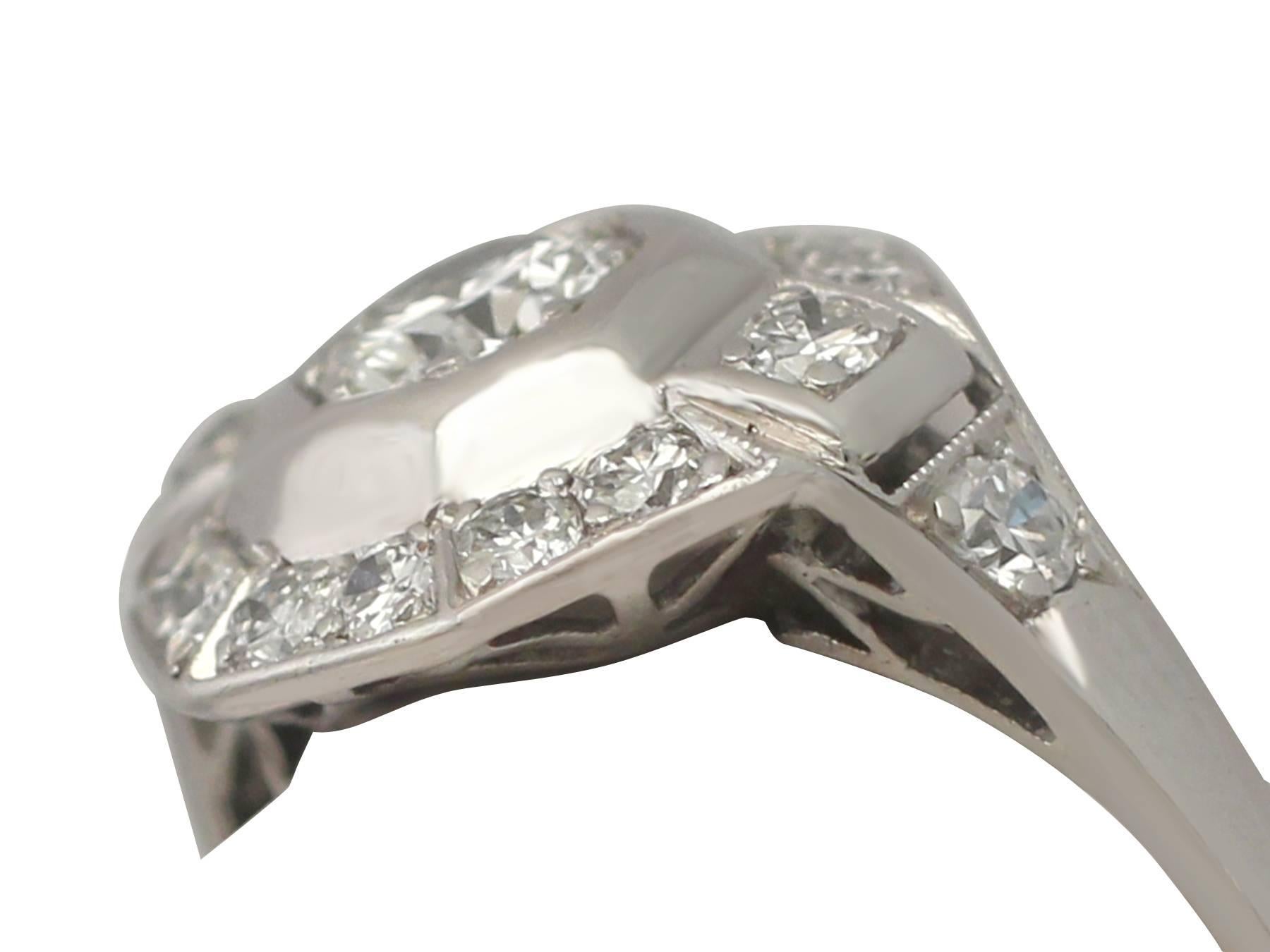 Round Cut 1940s Art Deco Diamond and Platinum Cocktail Ring